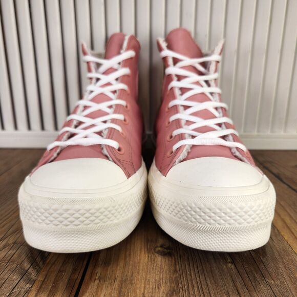 Converse CTAS Cozy Sherpa Platform Lift Women's 11* Pink Leather High Top Shoes - Picture 2 of 10